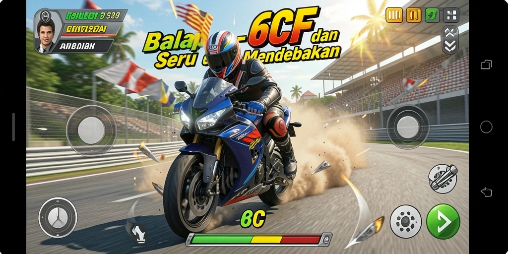 Trek balap menantang dengan motor cepat.