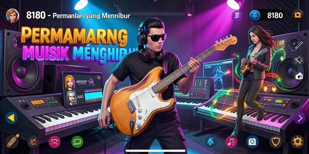 Tampilan gameplay 8180 yang seru dengan berbagai tantangan musik.