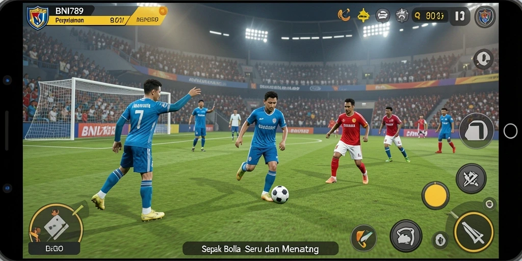 Tampilan gameplay BNI789 yang mendebarkan di lapangan sepak bola.