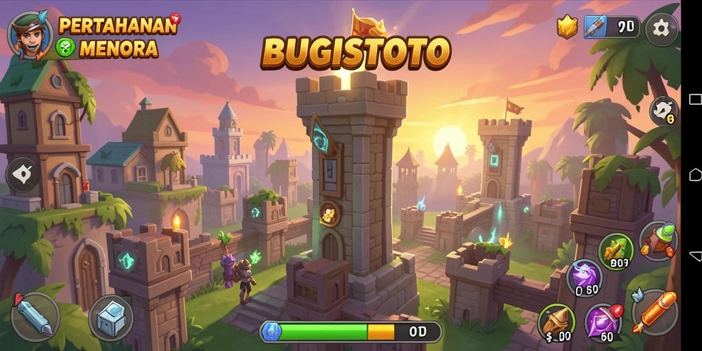 Tampilan gameplay seru di <strong>BUGISTOTO</strong> menunjukkan strategi Tower Defense yang menghibur.