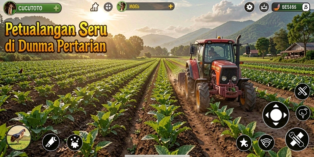 Gameplay CUCUTOTO menampilkan aktivitas pertanian yang seru dan menarik.