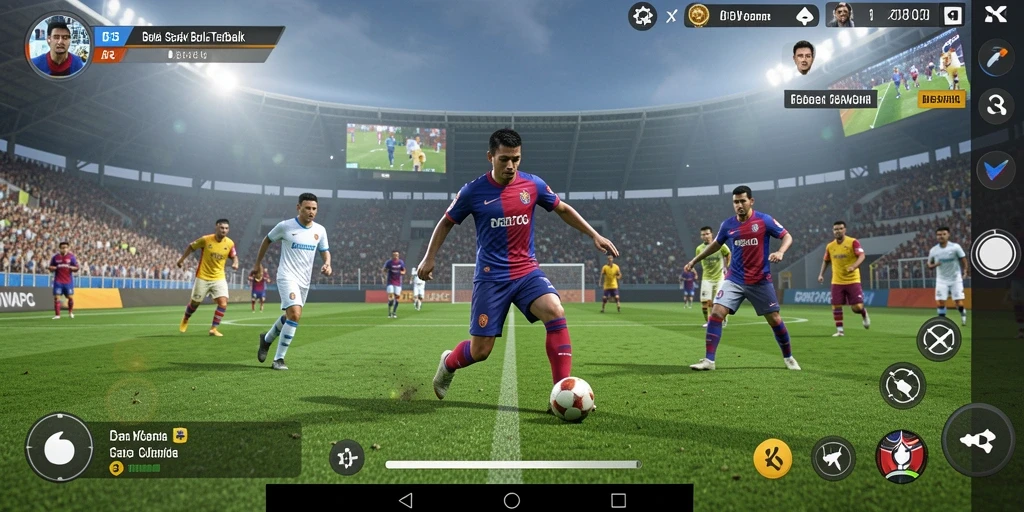 Tampilan gameplay DEWAPG dengan aksi sepak bola yang mendebarkan.