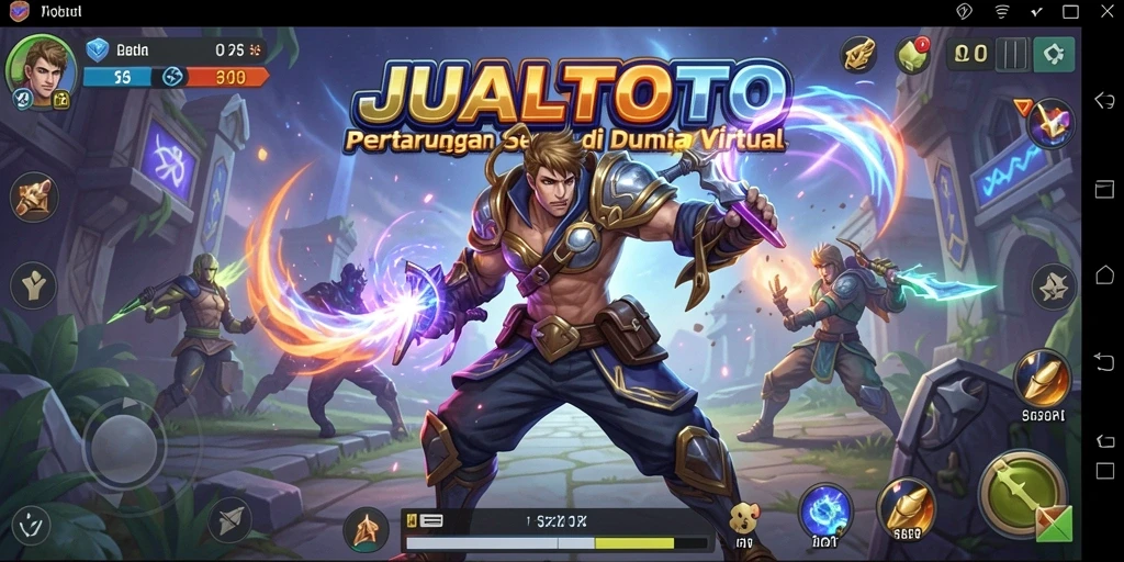Tampilan gameplay JUALTOTO yang penuh aksi dan pertarungan seru.
