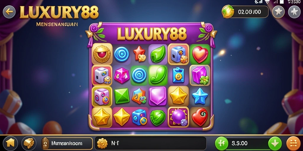 Screenshot menunjukkan gameplay LUXURY88 yang menarik dan penuh warna.