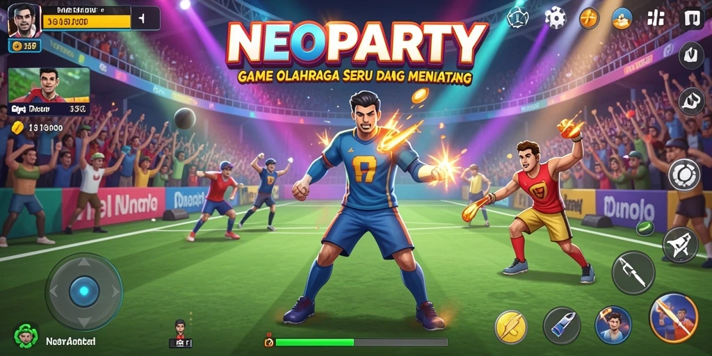 Tampilan gameplay NEOPARTY dengan aksi olahraga seru.