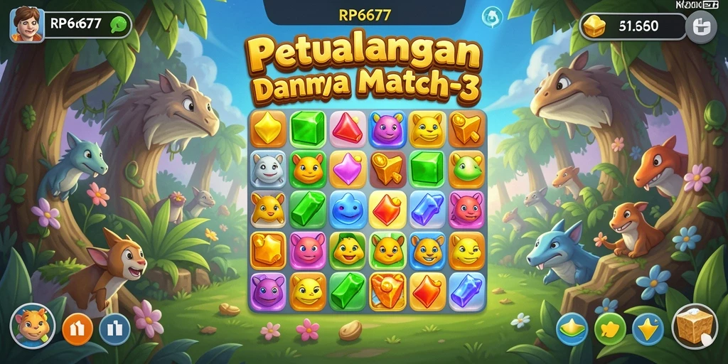 Tampilan menakjubkan dari gameplay RP6677 bertipe Match-3.