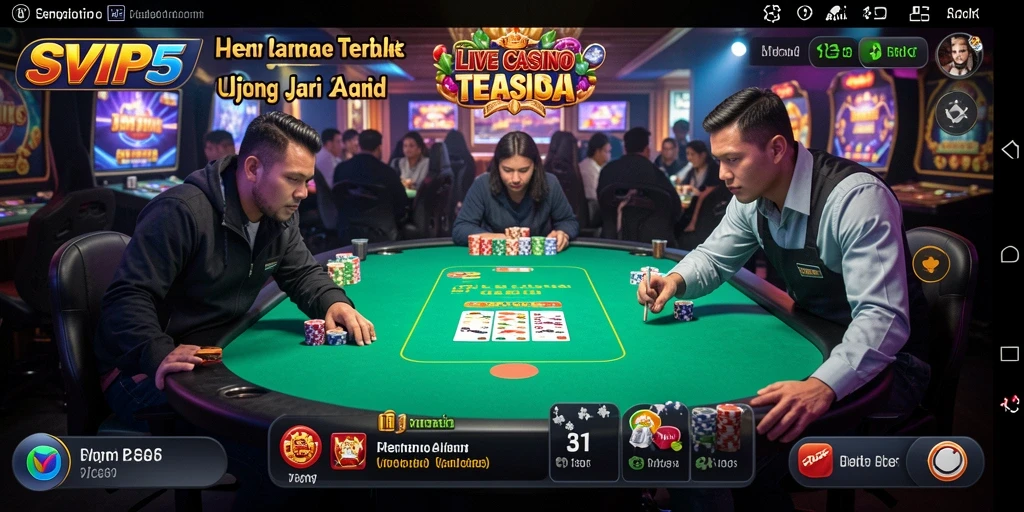 Tampilan gameplay SVIP5 yang mendebarkan dengan dealer langsung dan interaksi real-time.